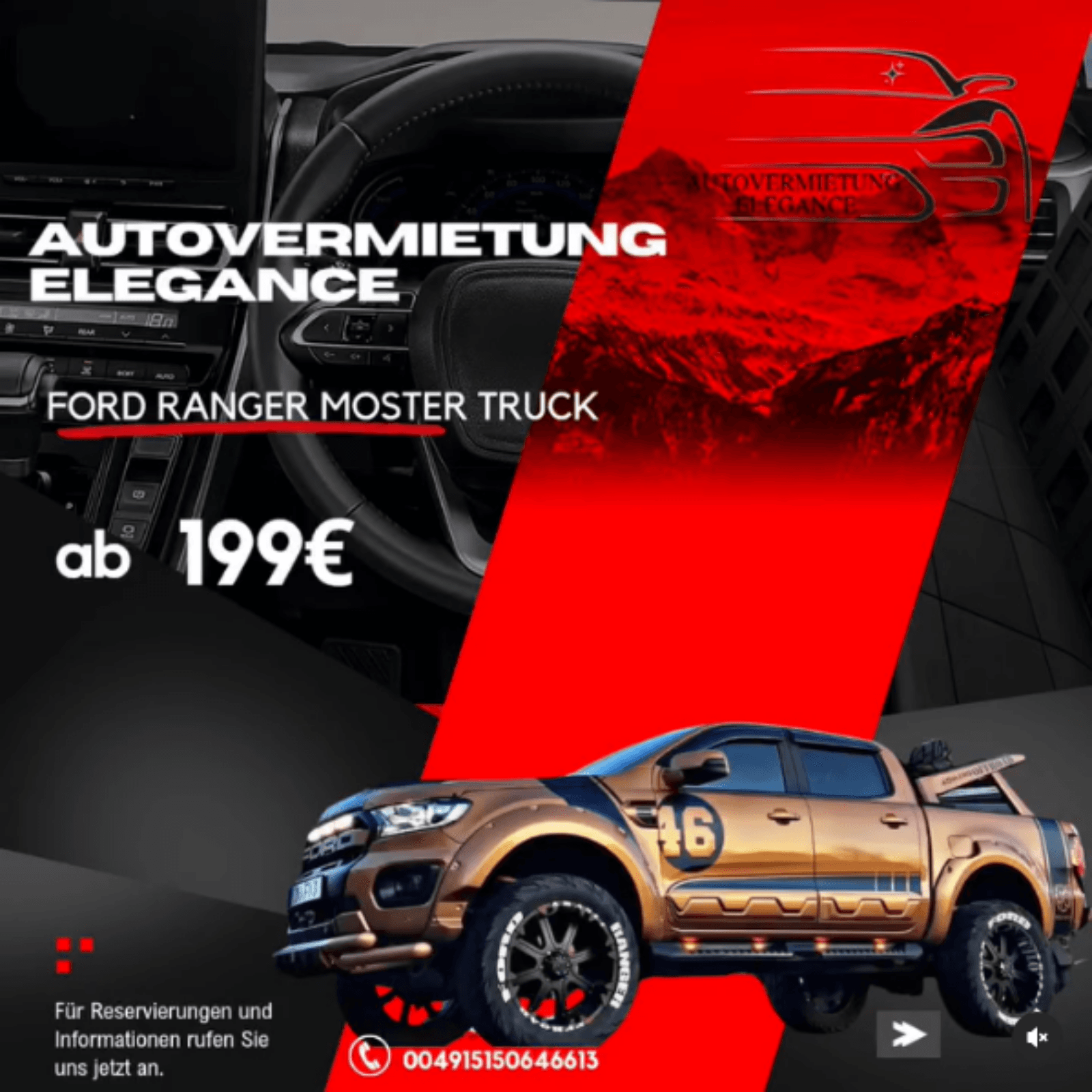 Autovermietung / Mietwagen / Pickup Ford Ranger Monstertruck
