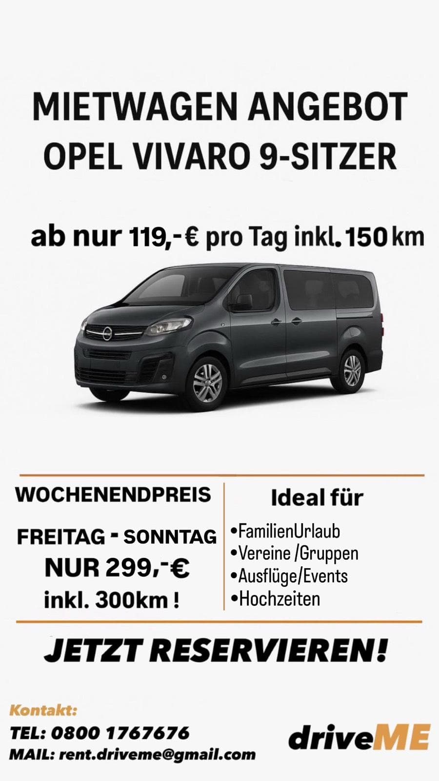 Opel Vivaro 9 SITZER MIETWAGEN AUTOMATIK❗️ in Bielefeld